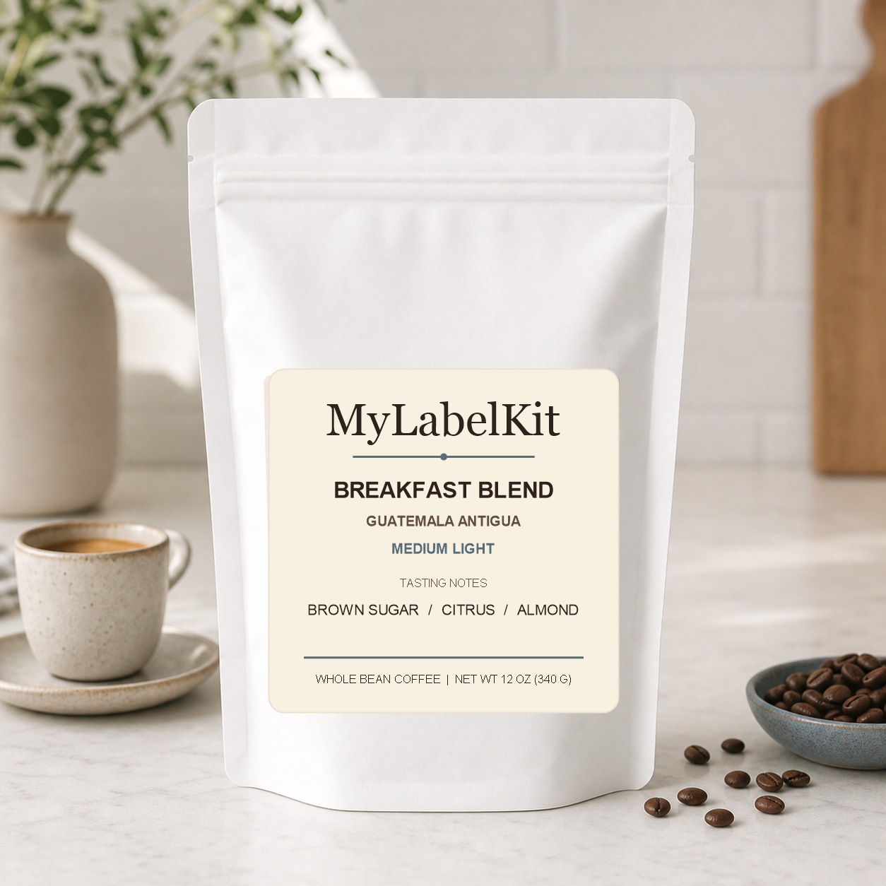 Breakfast Blend Coffee Label mockup