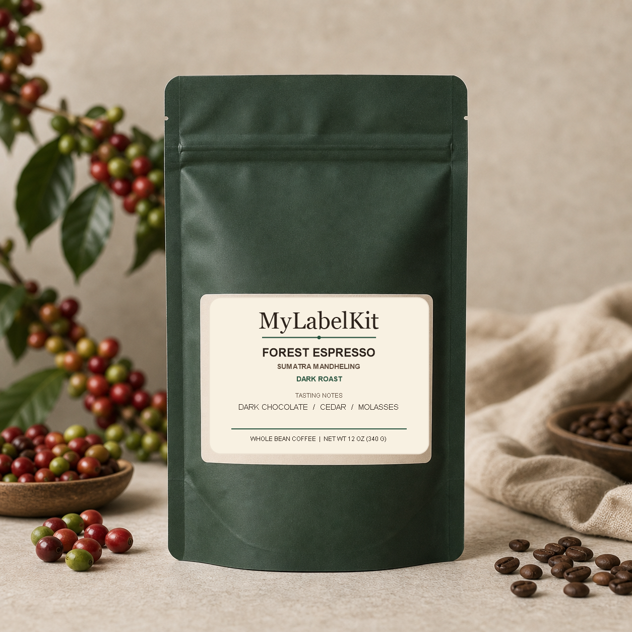 Forest Espresso Coffee Label mockup