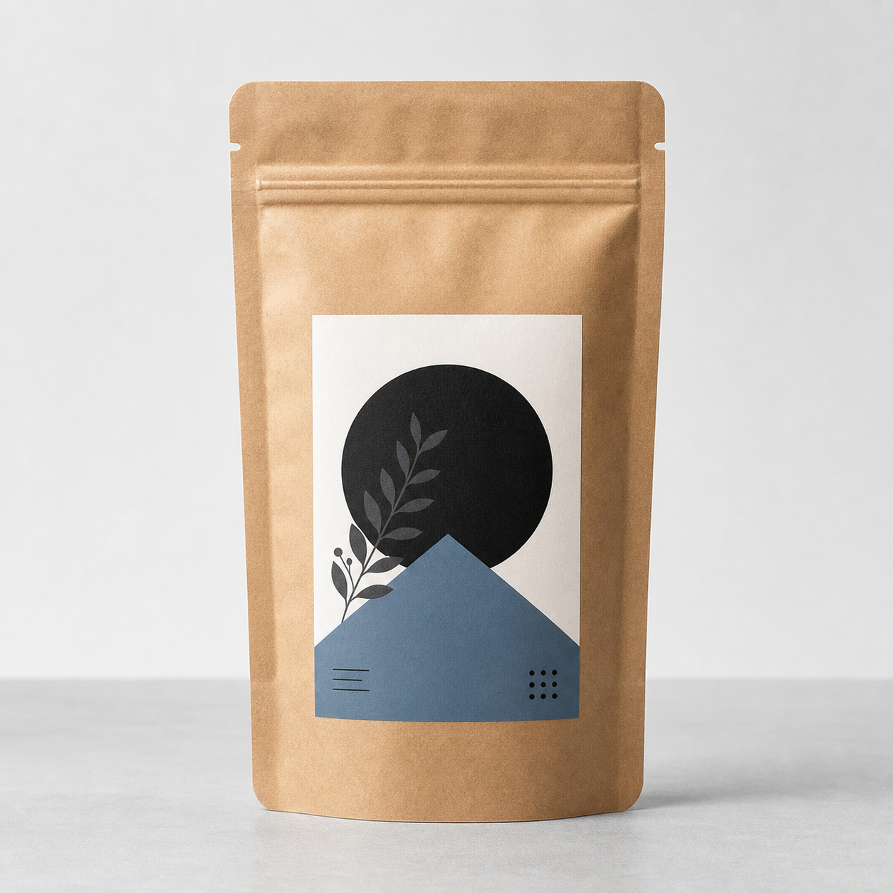Coffee pouch with custom label